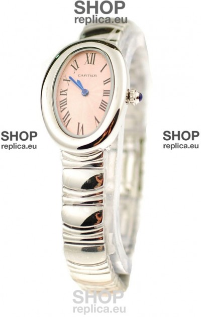 Cartier Baignoire Ladies Japanese Replica Watch in Pink Dial