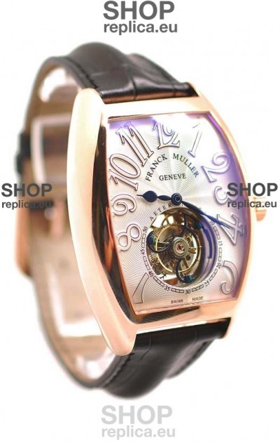 Franck Muller Aeternitas Tourbillon Swiss Replica Gold Watch in Black Strap