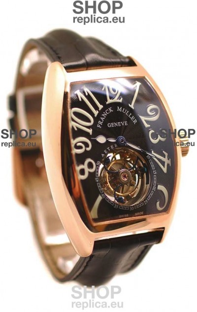 Franck Muller Aeternitas Tourbillon Swiss Replica Gold Watch in Black Dial
