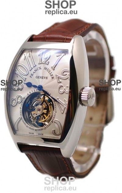 Franck Muller Aeternitas Tourbillon Swiss Replica Gold Watch in Brown Strap