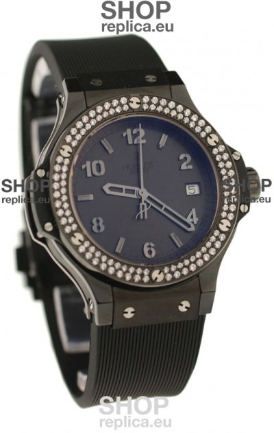 Hublot Big Bang All Black Diamonds Swiss Replica Quartz Watch