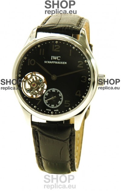 IWC Portuguese Tourbillon Swiss Replica Watch in Black Dial