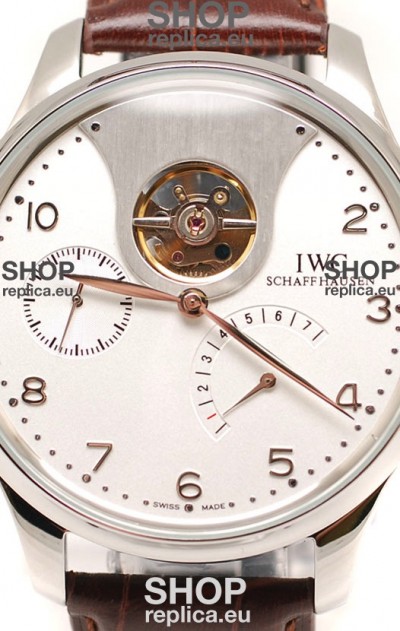 IWC Portuguese Tourbillon Mystere Japanese Replica Watch in White Dial