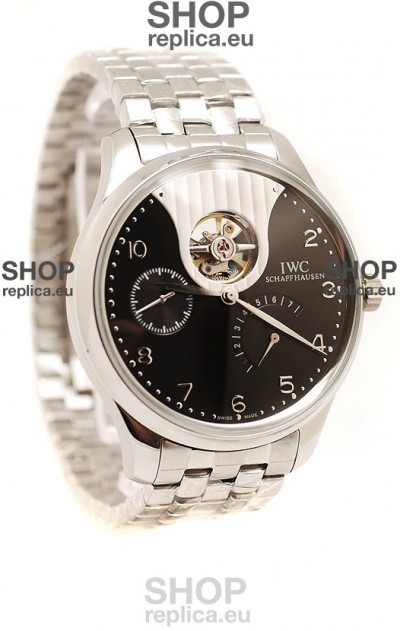 IWC Portuguese Tourbillon Mystere Replica Watch in Black Dial