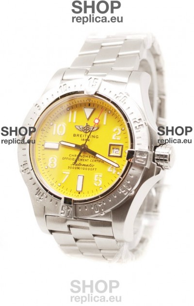 Breitling Chronograph Chronometre Swiss Replica Watch in Yellow Dial