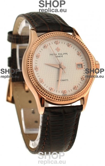 Patek Philippe Geneve Replica Pink Gold Watch 