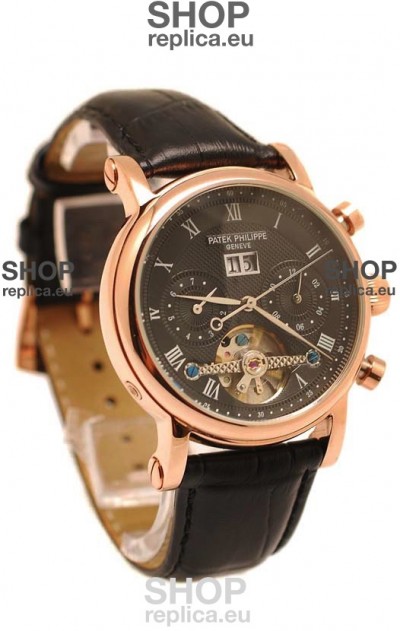 Patek Philippe Grand Complications Tourbillon Gold Watch in Black Dial