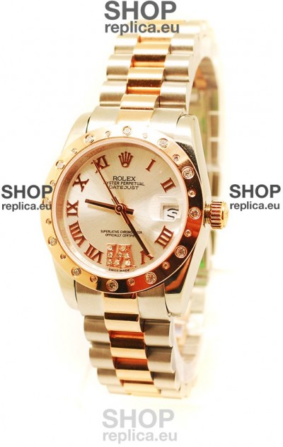 Rolex Datejust Two Tone Rose Gold Swiss Replica Watch - 36MM