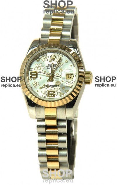 Rolex Datejust Floral Motif Ladies Swiss Replica Watch
