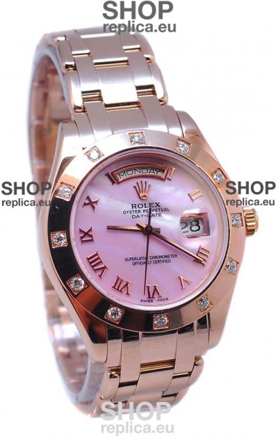 Rolex Day Date Pink Mother of Pearl Swiss Replica Watch