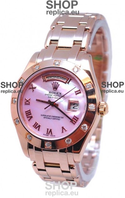 Rolex Day Date Pink Mother of Pearl Swiss Replica Watch