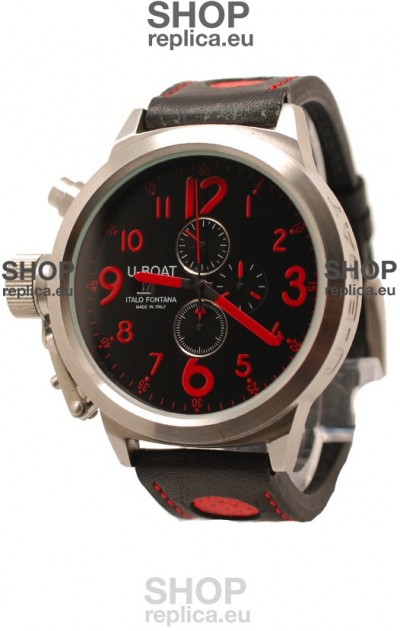 U-Boat Flightdeck Japanese Replica Watch in Black Dial