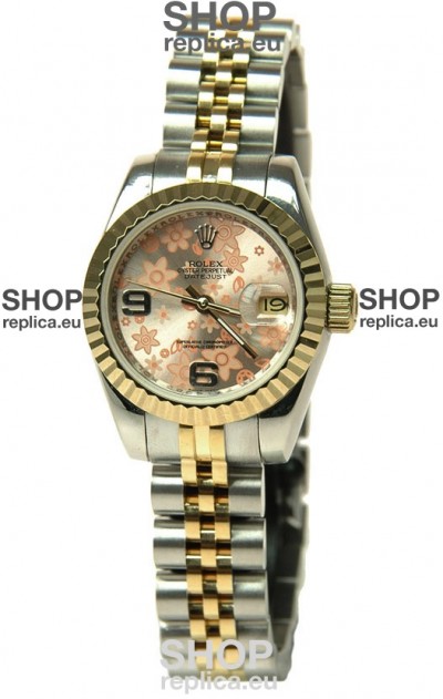 Rolex Datejust Floral Motif Ladies Swiss Replica Watch