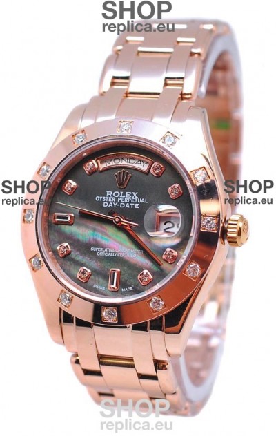 Rolex Day Date Black Mother of Pearl Swiss Replica Watch