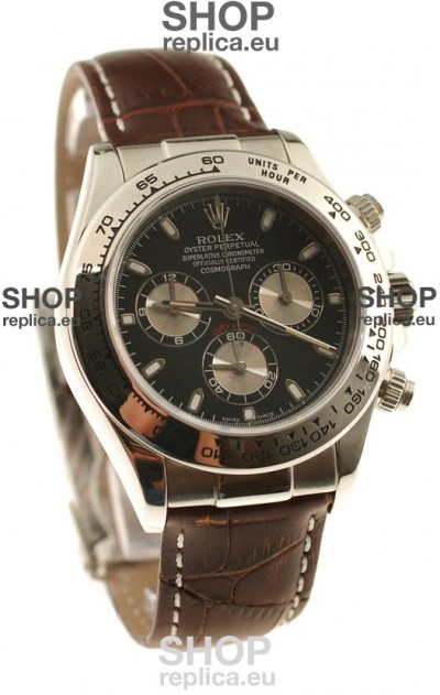 Rolex Daytona Cosmograph 2011 Edition Swiss Watch in Brown Leather Strap
