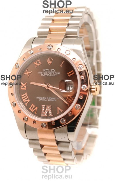 Rolex DateJust Mid-Sized Swiss Replica Rose Gold Watch
