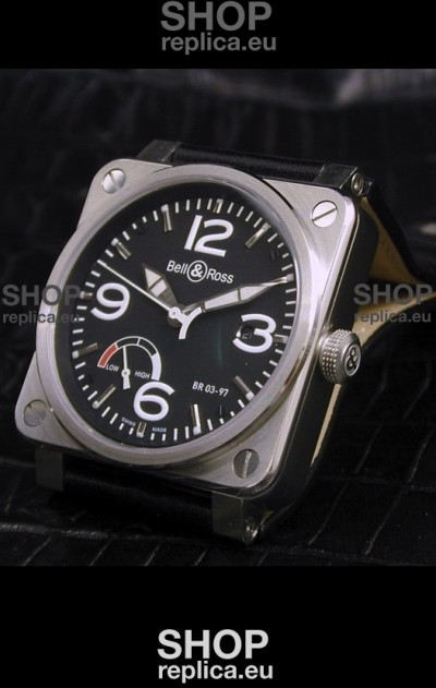 Bell and Ross BR013 97 Power Reserve Swiss Replica Watch in Black Dial