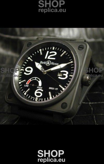Bell and Ross BR013 97 Power Reserve Swiss Replica Watch in Black dial