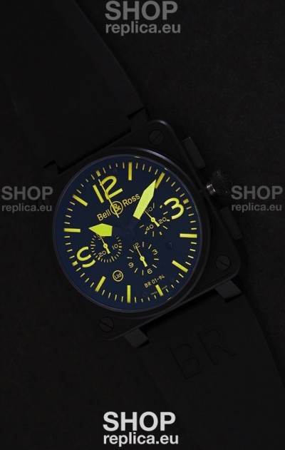 Bell and Ross BR01-94 7750 Swiss Watch in Yellow Markings