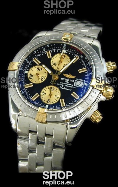 Breitling Windrider Swiss Replica Watch in Black Dial Two Tone Markers