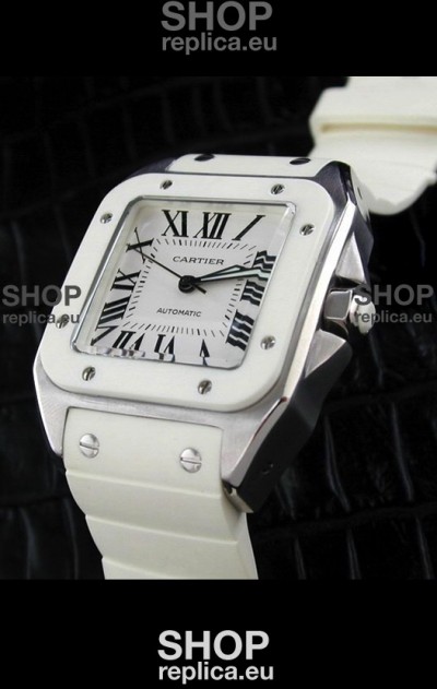Cartier Santos Swiss Replica Watch in White Dial