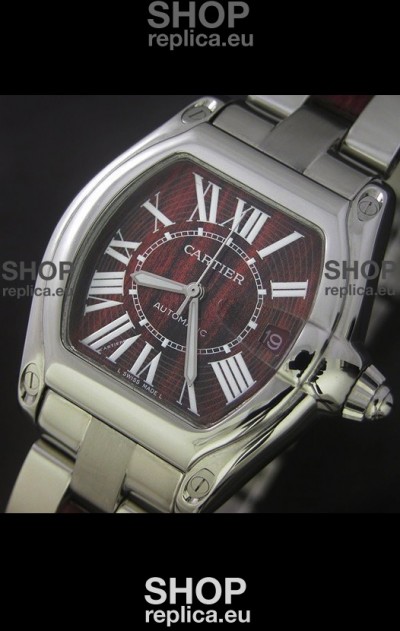 Cartier Roadster Japanese Replica Watch in Red Wine Dial