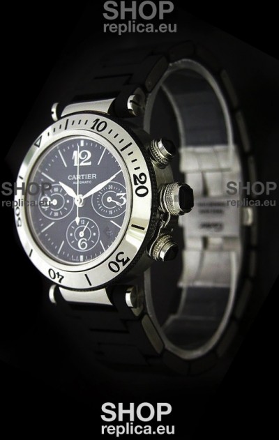 Cartier Pasha de Swiss Replica Watch in Black Dial