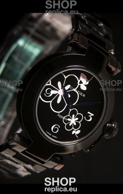 Cartier Pasha de Ladies Replica Watche in Black Dial