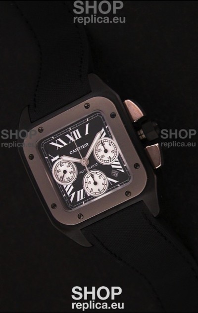 Cartier santos Swiss Replica Watch in Black Dial