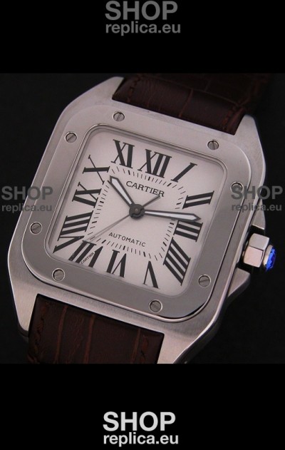 Cartier Santos Swiss Replica Watch in White Dial