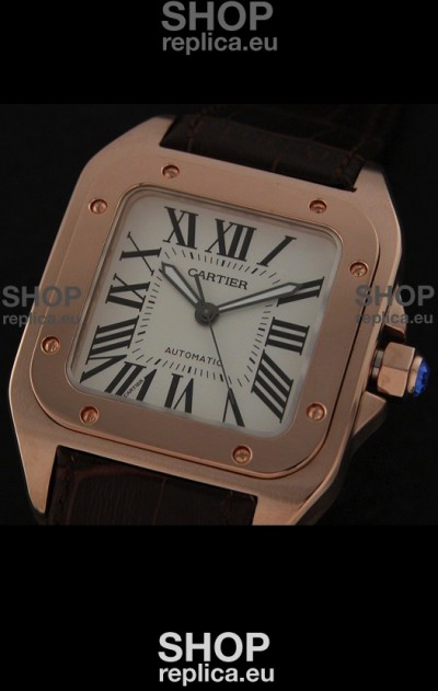Cartier Santos Swiss Replica Watch in White Dial