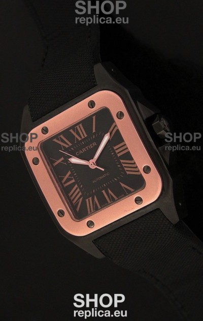 Cartier Santos Swiss Replica Watch in Black Dial