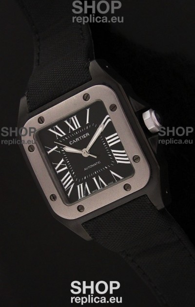 Cartier Santos Swiss Replica Titanium Bezel Watch