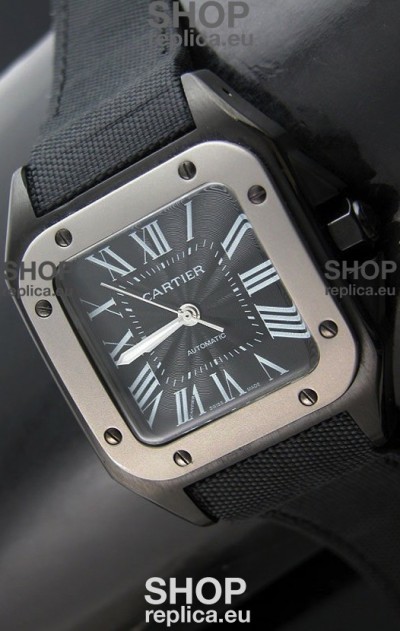 Cartier Santos 100 Japanese Replica Watch with Titanium Bezel