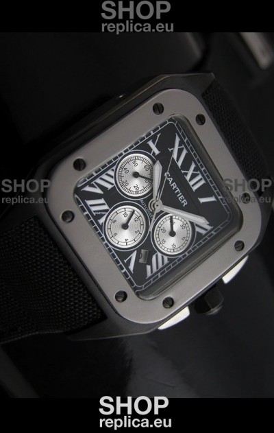 Cartier Santos 100 Japanese Replica Watch in Black Dial