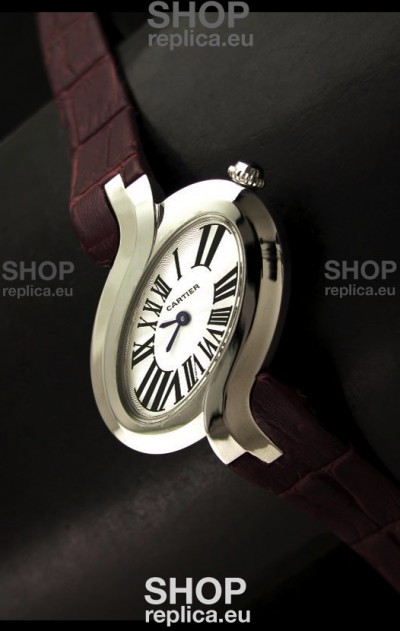 Delices De cartier Japanese Watch in Maroon Strap