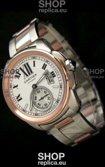 Calibre De Cartier Japanese Automatic Replica Watch in Two Tone