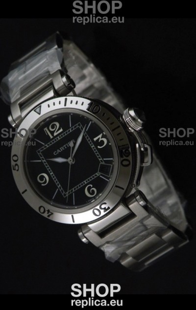 Cartier Pasha De Seatimer Japanese Quartz Watch in Black Dial