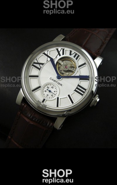 Ballon De Cartier Flying Tourbillon Japanese Replica Watch - Brown Strap
