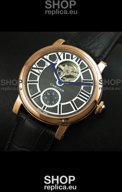 Ballon De Cartier Flying Tourbillon Japanese Replica Watch - Pink Gold Case