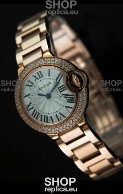 Ballon De Cartier Ladies Replica Watch in Pink Gold 