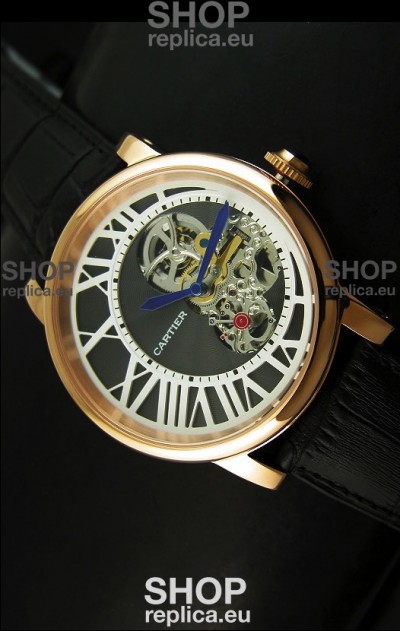 Rotonde De Cartier Cadran Love Japanese Replica Watch - Yellow Gold Case