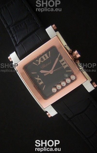 Chopard Happy Sport Swiss Replica Watch in Rose Gold Case