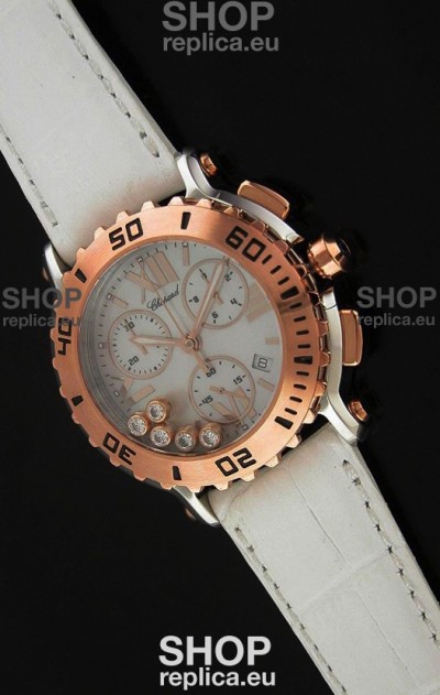 Chopard Happy Sport Swiss Replica Watch in White Strap