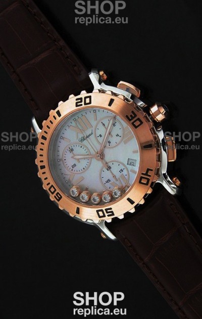 Chopard Happy Sport Swiss Replica Watch in Brown Strap