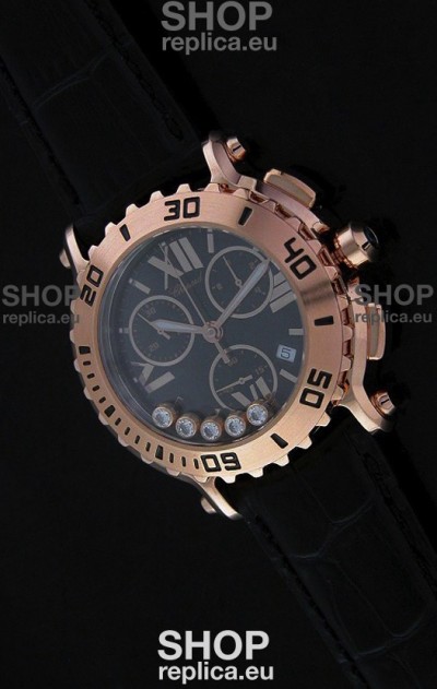 Chopard Happy Sport Swiss Replica Watch in Black Strap