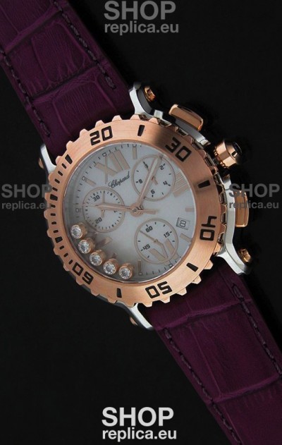 Chopard Happy Sport Swiss Replica Watch in Dark Red Strap
