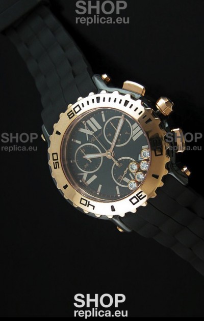 ChopardHappy Sport Swiss Replica Watch in Black Strap
