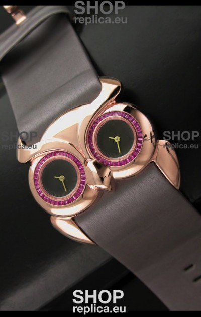 Chopard Animal World Ladies Owl Watch in Double Black Dial