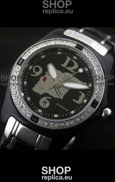 Corum Imitation Ceramics Japanese Replica Watch in Black Dial